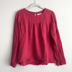 Xirena Womens Pink Cotton Gauze Blouse Size Medium Long Sleeve Relaxed Classic